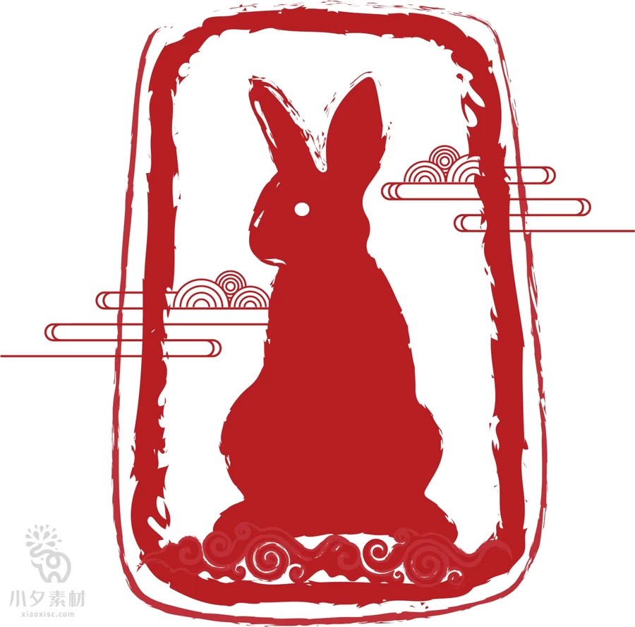 2023年中国风中式传统红色兔年印章元素图案图形AI矢量设计素材【025】